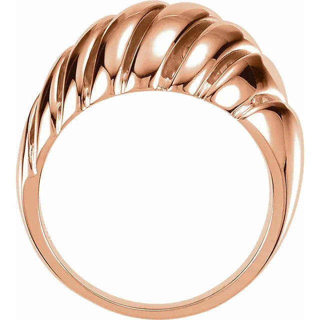 Women Dome Ring 14K Rose Gold Side