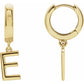 14K Gold Initial Hinged Huggie Hoop Earring