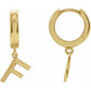 14K Gold Initial Hinged Huggie Hoop Earring