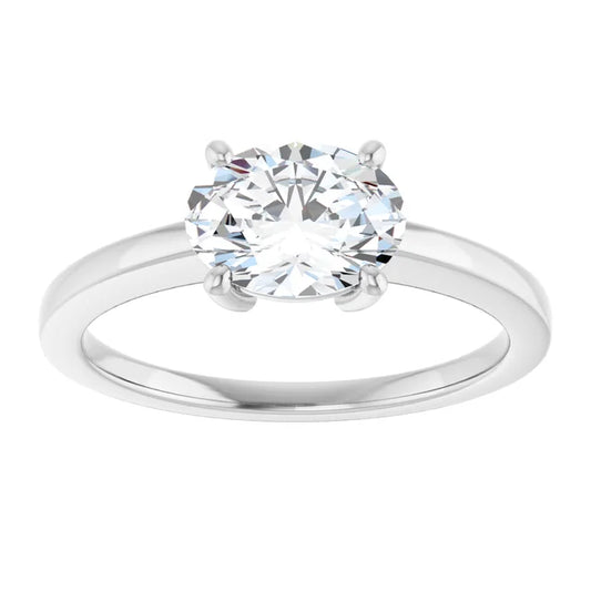 1 CT East west Oval Shape Diamond Engagement Ring Set in white gold or platinum 