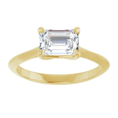 1 CT East West Emerald Cut Diamond Solitaire Engagement Ring 