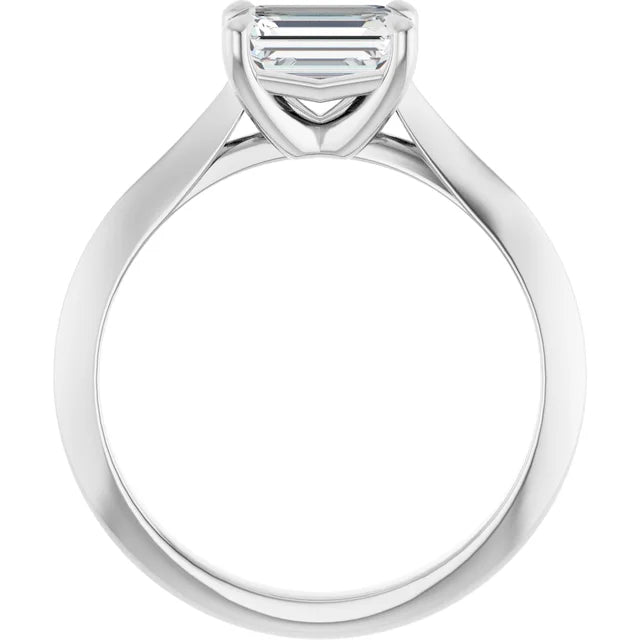 1 CT East West Emerald Cut Diamond Solitaire Engagement Ring Set in white gold or platinum Showing under gallery 