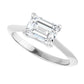 Sideway Picture for 1 CT East West Emerald Cut Diamond Solitaire Engagement Ring Set in white gold or platinum 