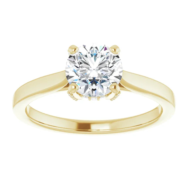 Radiant Cascade 1 Carat Round Solitaire Diamond Engagement Ring