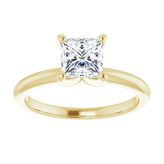 Princess Cut Solitaire Diamond Engagement Ring in Gold or Platinum