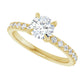 French-Set Diamond Engagement Ring 14K Yellow Gold Sideway Picture 