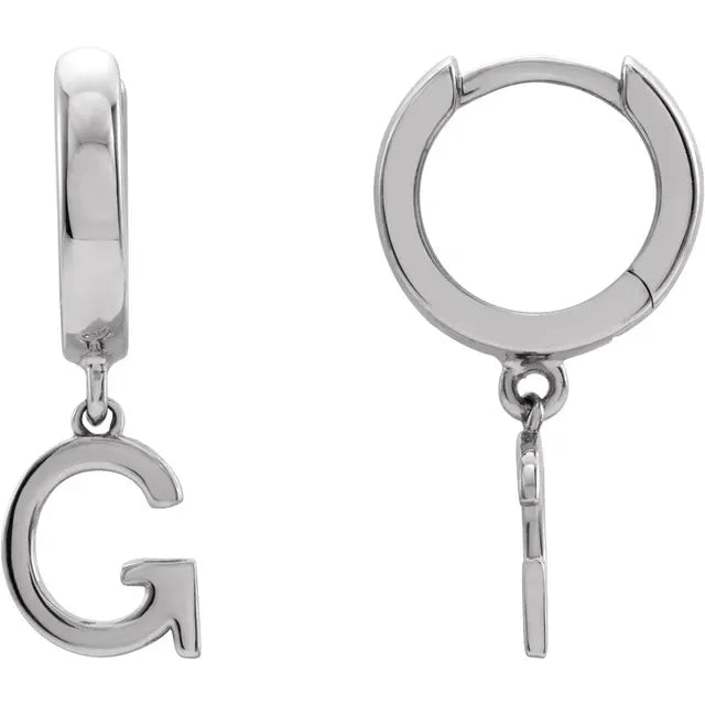 14K Gold Initial Hinged Huggie Hoop Earring