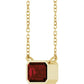 Side view for Yellow goldGarnet Bezel Set Emerald Cut Birthstone Pendant 