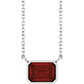 White gold Garnet Bezel Set Emerald Cut Birthstone Pendant 