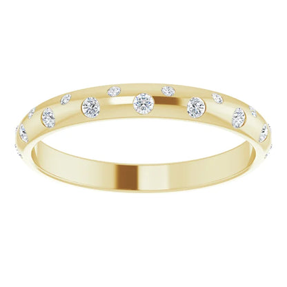 Yellow Gold Gibsy Set /Flush Set Natural Diamond Ring  