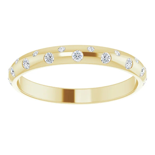 Yellow Gold Gibsy Set /Flush Set Natural Diamond Ring  