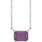 WhiteGold Bezel Set Alexandrite solitaire Birthstone Necklace  
