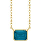 Emerald-Cut Birthstone Bezel Necklace
