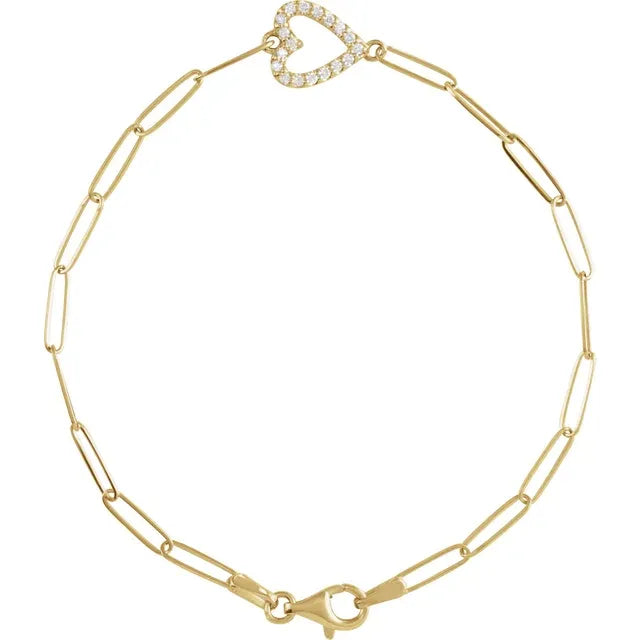 Natural Diamond Heart Bracelet Yellow Gold