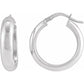 14K White Gold Half-Round Tube 25 mm Hoop Earrings