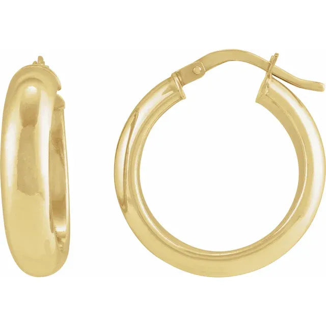 14K Yellow Gold Half-Round Tube 25 mm Hoop Earrings