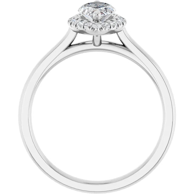 1 CT Halo Style Marquise Diamond Solitaire Engagement Ring made in white gold showing under gallery 