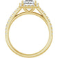 1 CT Halo Style Accented Shank Princes Cut Diamond Engagement Ring Set in Yellow Gold showing under gallery 