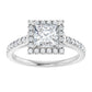 1 CT Halo Style Accented Shank Princes Cut Diamond Engagement Ring Set in White gold or platinum 