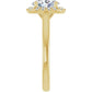 1 CT Halo Style Oval Shape Diamond Engagement Ring for Women set in yellow gold showing shank from the side 