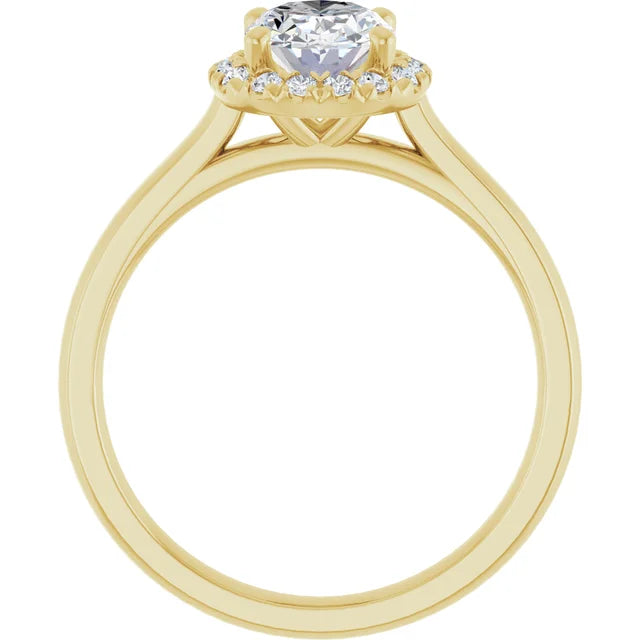 1 CT Halo Style Oval Shape Diamond Engagement Ring for Women in yellow gold showing under gallery 