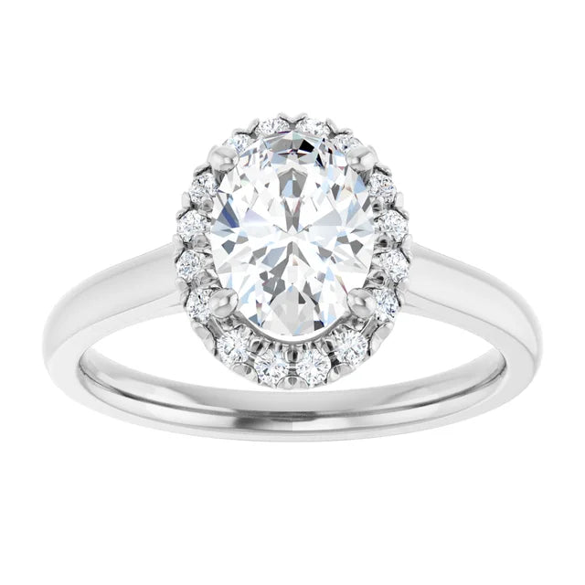 1 CT Halo Style Oval Shape Diamond Engagement Ring for Women Set in white gold or platinum 