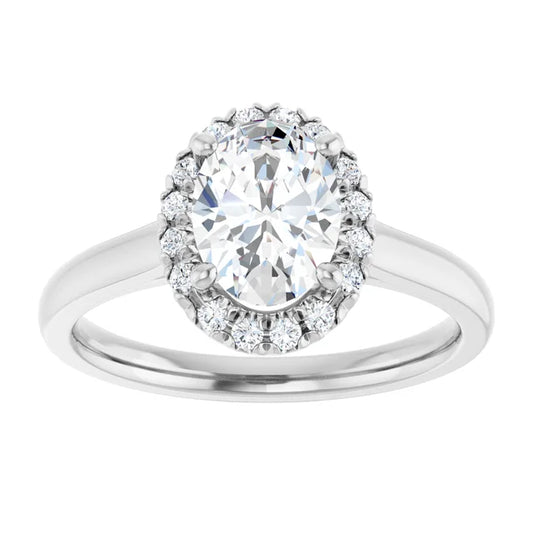 1 CT Halo Style Oval Shape Diamond Engagement Ring for Women Set in white gold or platinum 