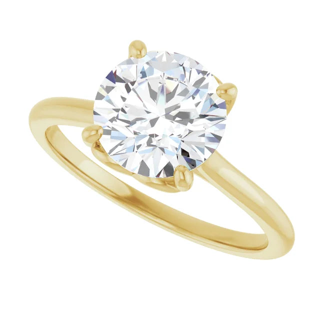 2 CT Round Diamond Solitaire Engagement Ring in Yellow Gold