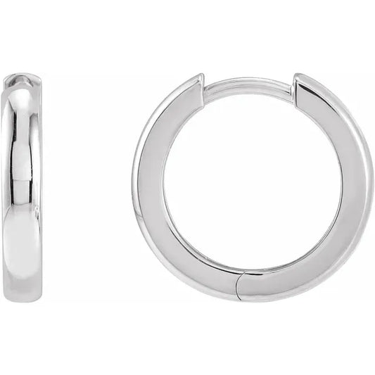 15MM Hinged Hoop Earrings 14K White gold