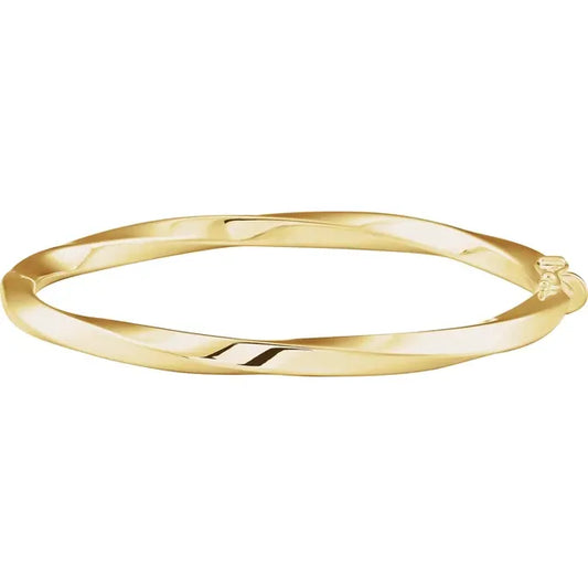 14K Gold Hinged Twisted Bangle Bracelet 