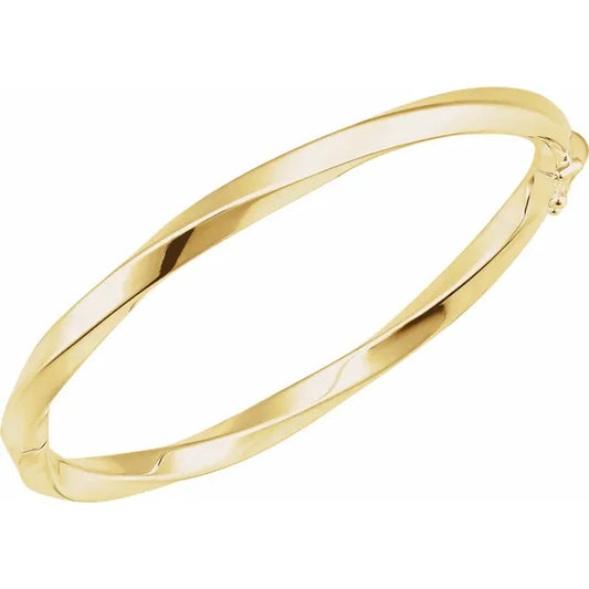 Gold Hinged Twisted Bangle Bracelet 