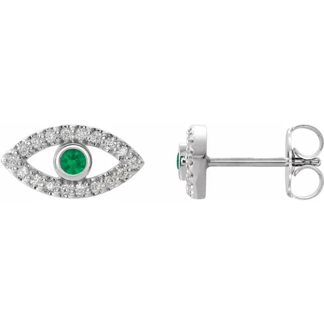 women stud earrings white gold emerald 