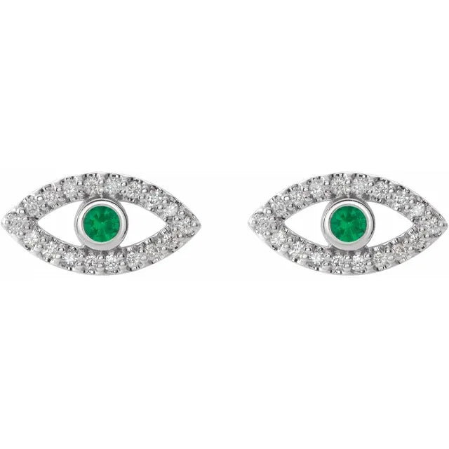 women stud earrings Platinum emerald