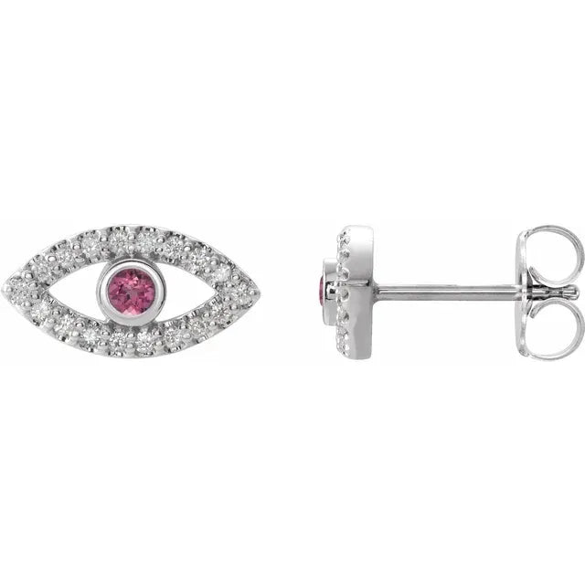 women stud earrings white gold pink tourmaline 