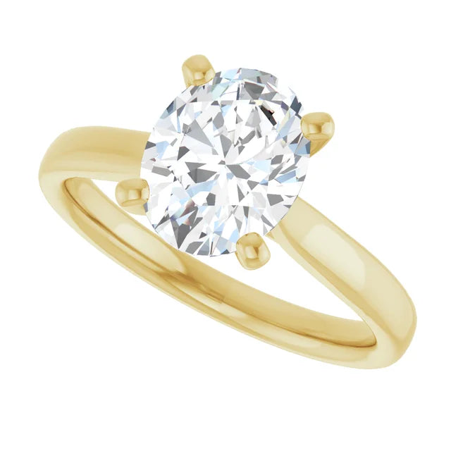 2 CT Oval Solitaire Diamond Engagement Ring in Yellow Gold