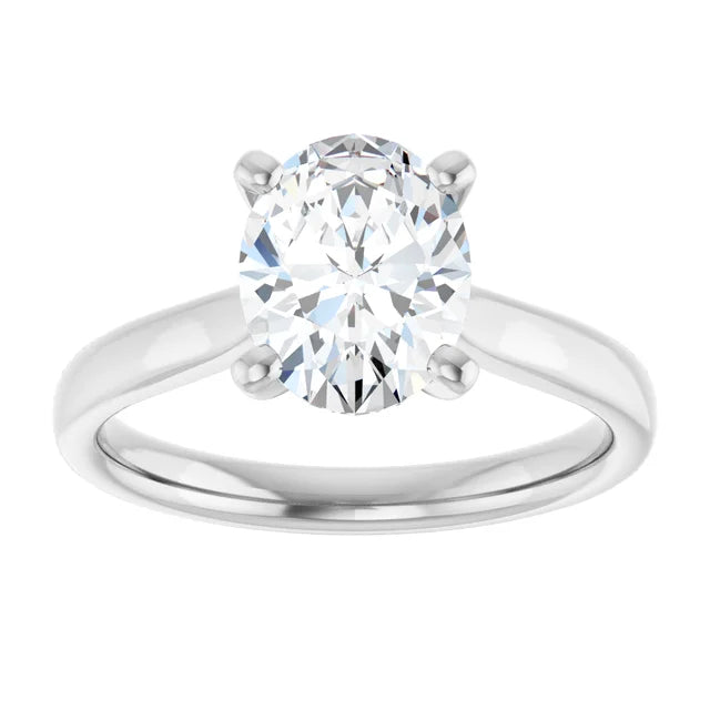 2 CT Oval Solitaire Diamond Engagement Ring in Platinum