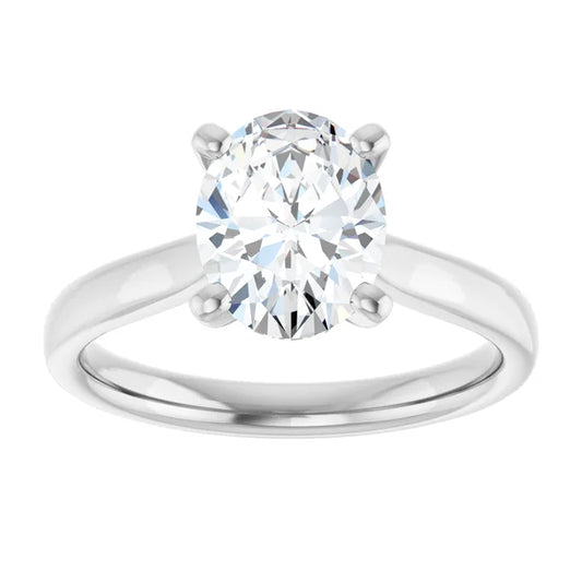 2 CT Oval Solitaire Diamond Engagement Ring in Platinum