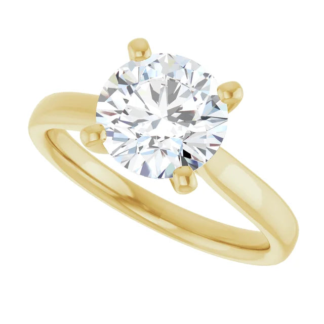 2 CT Round Diamond Solaire Engagement Ring in Yellow Gold