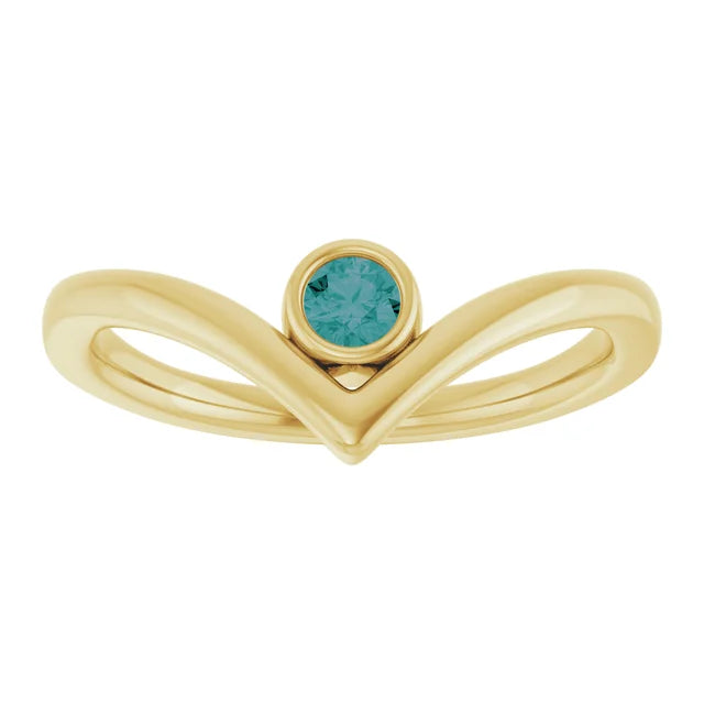 Bezel-Set V Birthstone Ring – Natural Gemstones