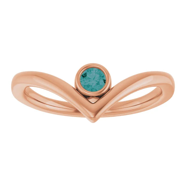 Bezel-Set V Birthstone Ring – Natural Gemstones