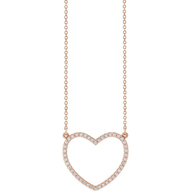 14K Gold Natural Diamond Heart Necklace