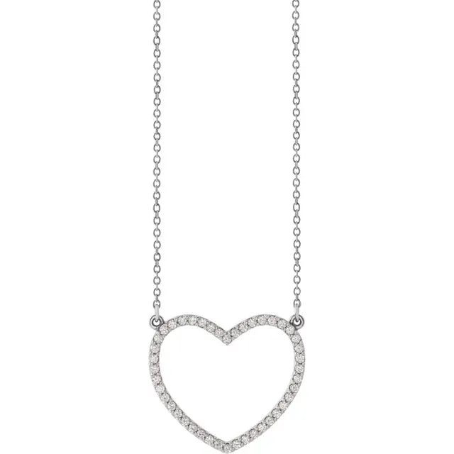 14K Gold Natural Diamond Heart Necklace