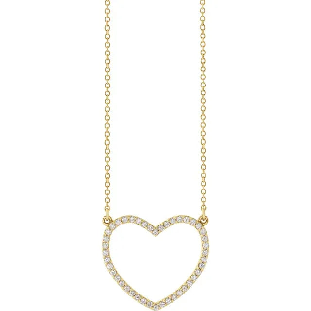 14K Gold Natural Diamond Heart Necklace