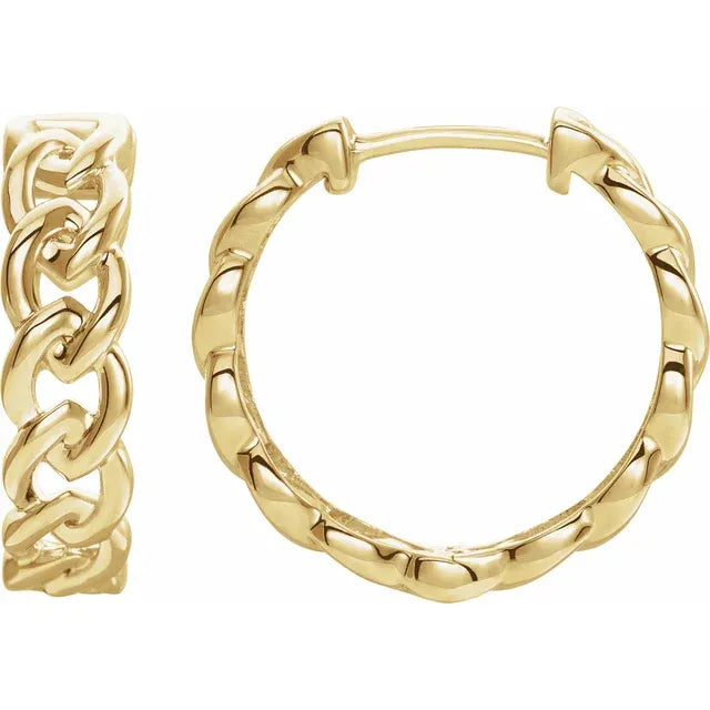 14K Chain Link Hinged Hoop Earrings