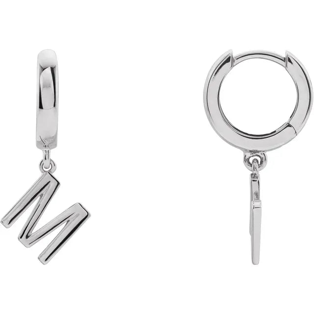 14K Gold Initial Hinged Huggie Hoop Earring