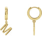 14K Gold Initial Hinged Huggie Hoop Earring