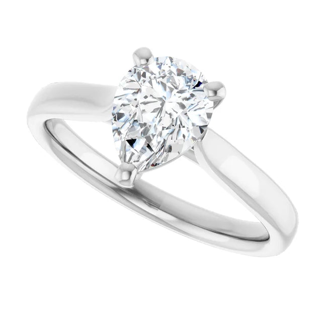 Sideway Picture for 1 CT Pear Shape Diamond Solitaire Engagement Ring Set in Platinum 