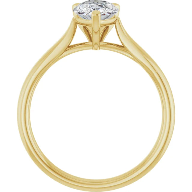 1 CT Pear Shape Diamond Solitaire Engagement Ring Set in Yellow Gold showing under gallery 