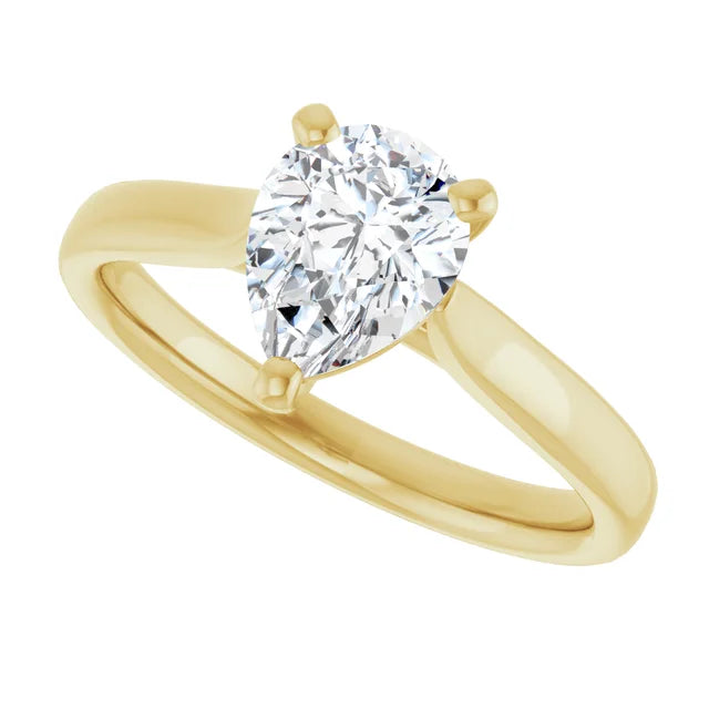 Sideway Picture for 1 CT Pear Shape Diamond Solitaire Engagement Ring 
