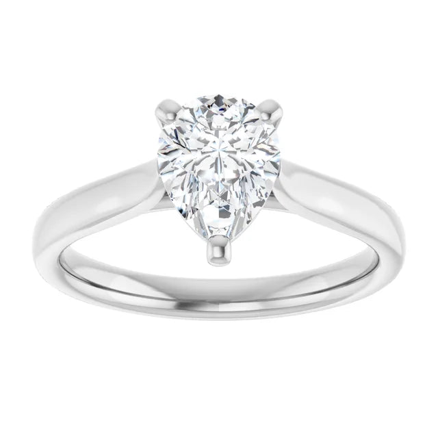 1 CT Pear Shape Diamond Solitaire Engagement Ring Set in white gold or platinum 